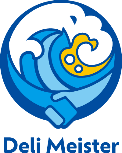 『波』と『良い取引』を表現した株式会社デリマイスター（Deli Meister）のロゴマーク